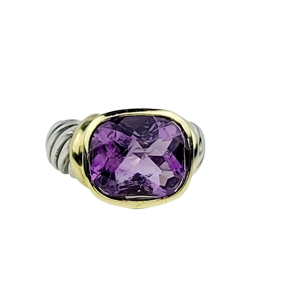 David Yurman 14k Gold & Sterling Silver Large Amethyst Ring - Picture 3 of 5